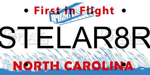 STELAR8R North Carolina License Plate