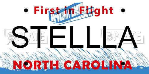 STELLLA North Carolina License Plate