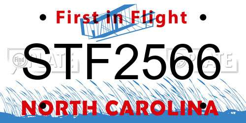 STF2566 North Carolina License Plate