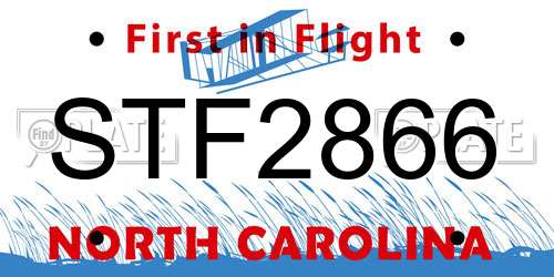 STF2866 North Carolina License Plate