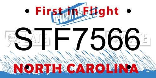 STF7566 North Carolina License Plate