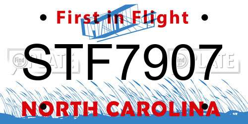 STF7907 North Carolina License Plate