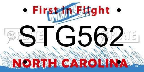 STG562 North Carolina License Plate