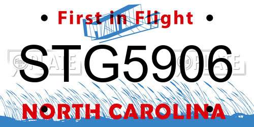 STG5906 North Carolina License Plate