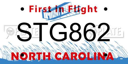 STG862 North Carolina License Plate