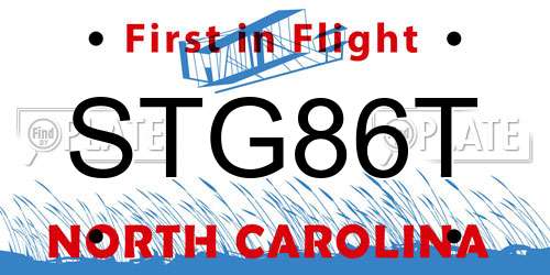 STG86T North Carolina License Plate