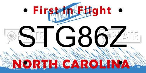 STG86Z North Carolina License Plate