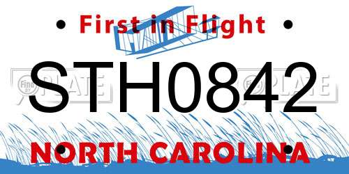 STH0842 North Carolina License Plate