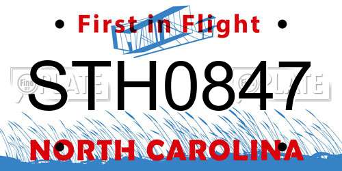STH0847 North Carolina License Plate