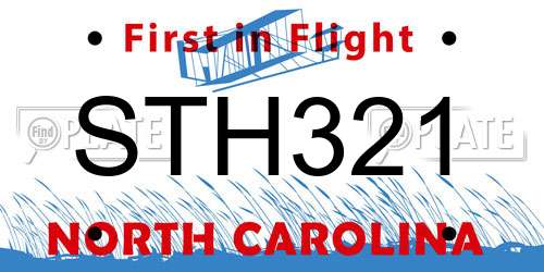 STH321 North Carolina License Plate