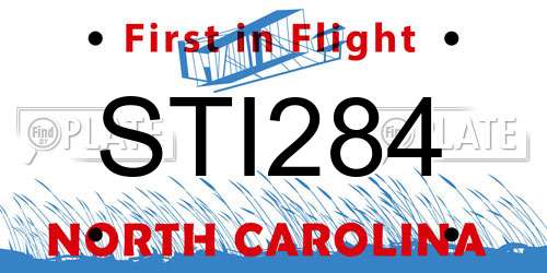 STI284 North Carolina License Plate