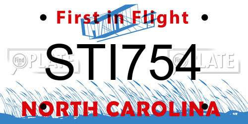 STI754 North Carolina License Plate