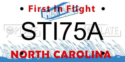 STI75A North Carolina License Plate
