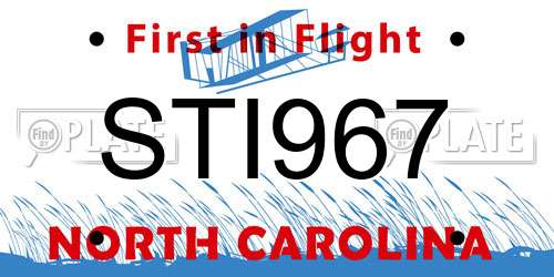 STI967 North Carolina License Plate
