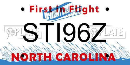 STI96Z North Carolina License Plate