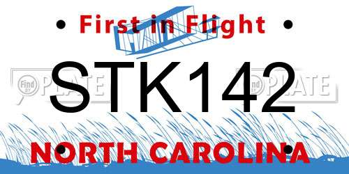 STK142 North Carolina License Plate