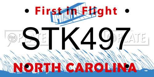 STK497 North Carolina License Plate