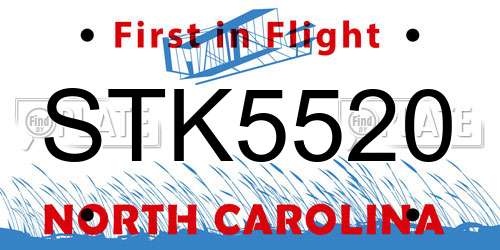 STK5520 North Carolina License Plate