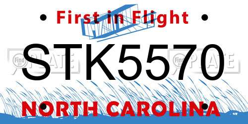 STK5570 North Carolina License Plate