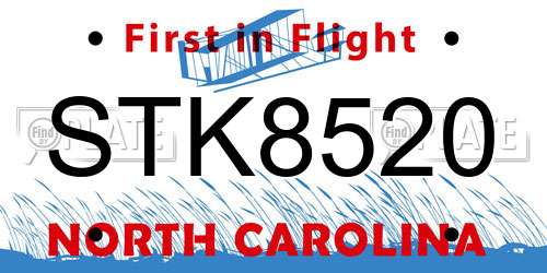 STK8520 North Carolina License Plate
