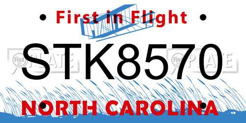 STK8570 North Carolina License Plate