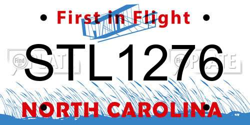 STL1276 North Carolina License Plate
