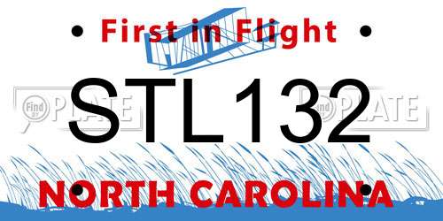 STL132 North Carolina License Plate