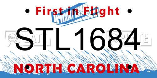 STL1684 North Carolina License Plate