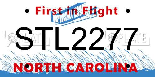 STL2277 North Carolina License Plate