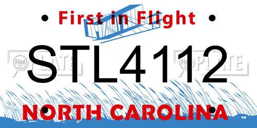 STL4112 North Carolina License Plate