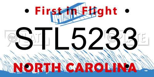 STL5233 North Carolina License Plate