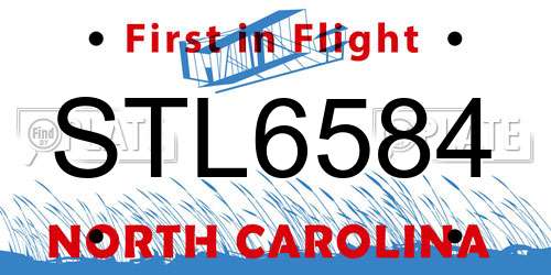 STL6584 North Carolina License Plate