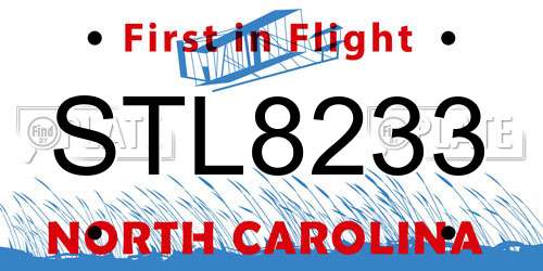 STL8233 North Carolina License Plate