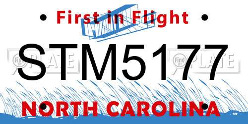 STM5177 North Carolina License Plate