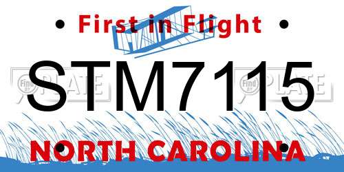 STM7115 North Carolina License Plate