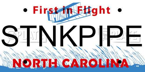 STNKPIPE North Carolina License Plate