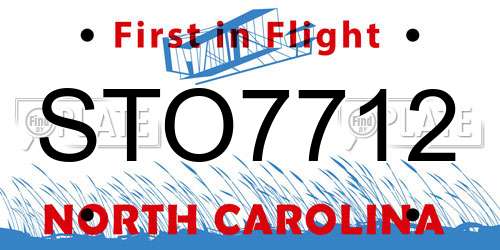STO7712 North Carolina License Plate