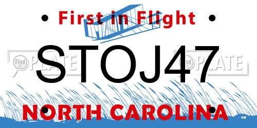 STOJ47 North Carolina License Plate