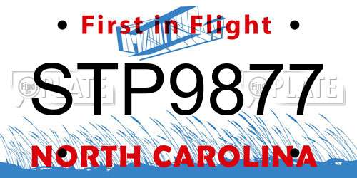 STP9877 North Carolina License Plate