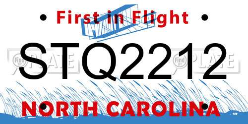 STQ2212 North Carolina License Plate