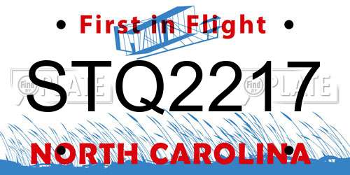 STQ2217 North Carolina License Plate