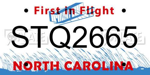 STQ2665 North Carolina License Plate