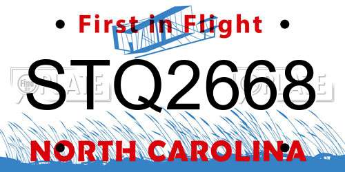 STQ2668 North Carolina License Plate