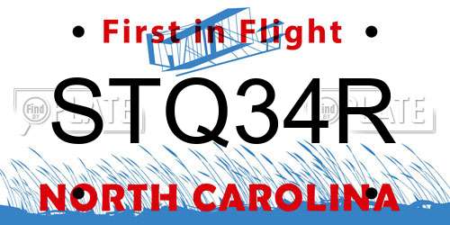 STQ34R North Carolina License Plate