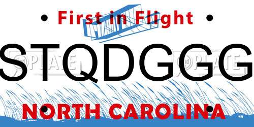 STQDGGG North Carolina License Plate