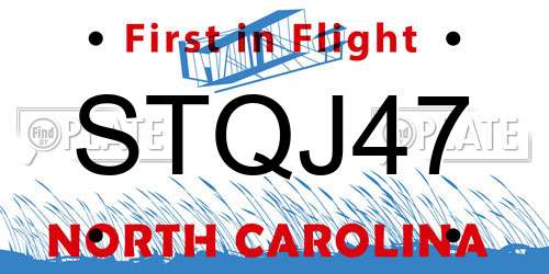 STQJ47 North Carolina License Plate