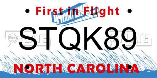 STQK89 North Carolina License Plate