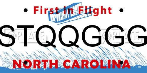STQQGGG North Carolina License Plate