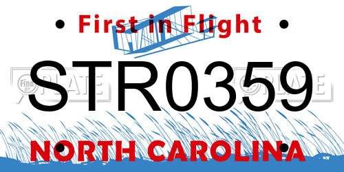 STR0359 North Carolina License Plate