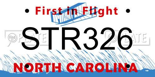 STR326 North Carolina License Plate